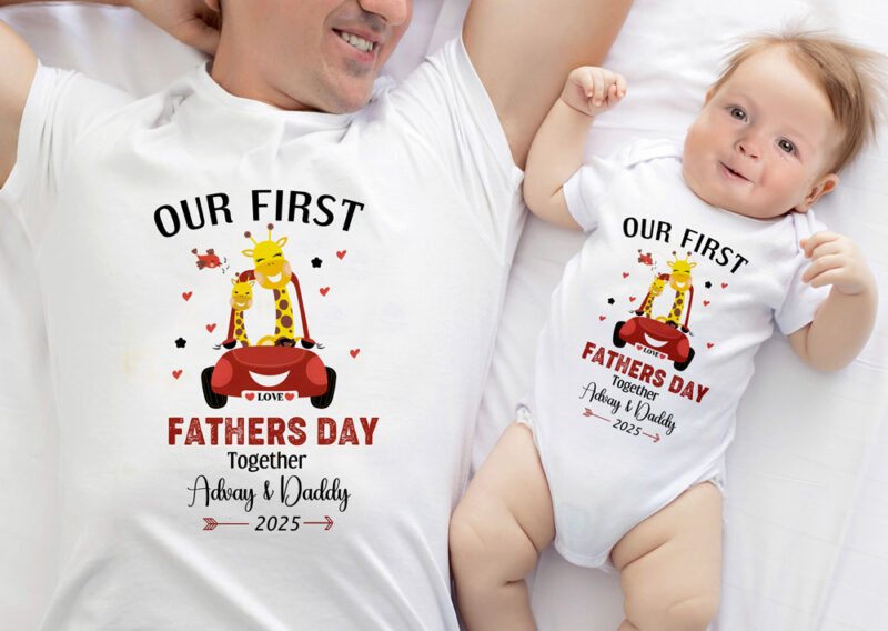 Customized Our First Father's Day Matching T-Shirt Set