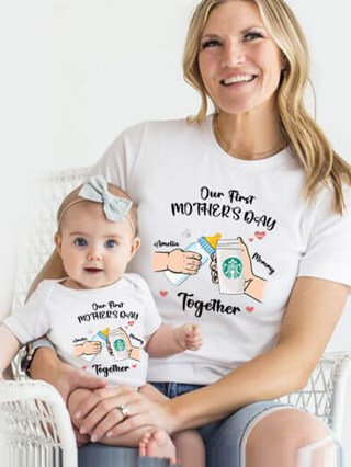 First Mothers Day Shirt for Mom and Baby