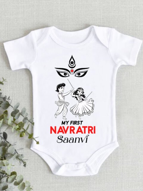 Infant girl cotton onesie outfit for Navratri festival