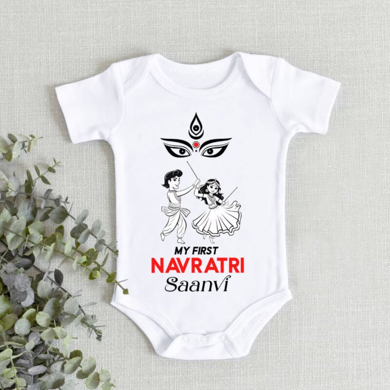 Infant girl cotton onesie outfit for Navratri festival