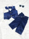 navy blue velvet boy birthday party waistcoat suit