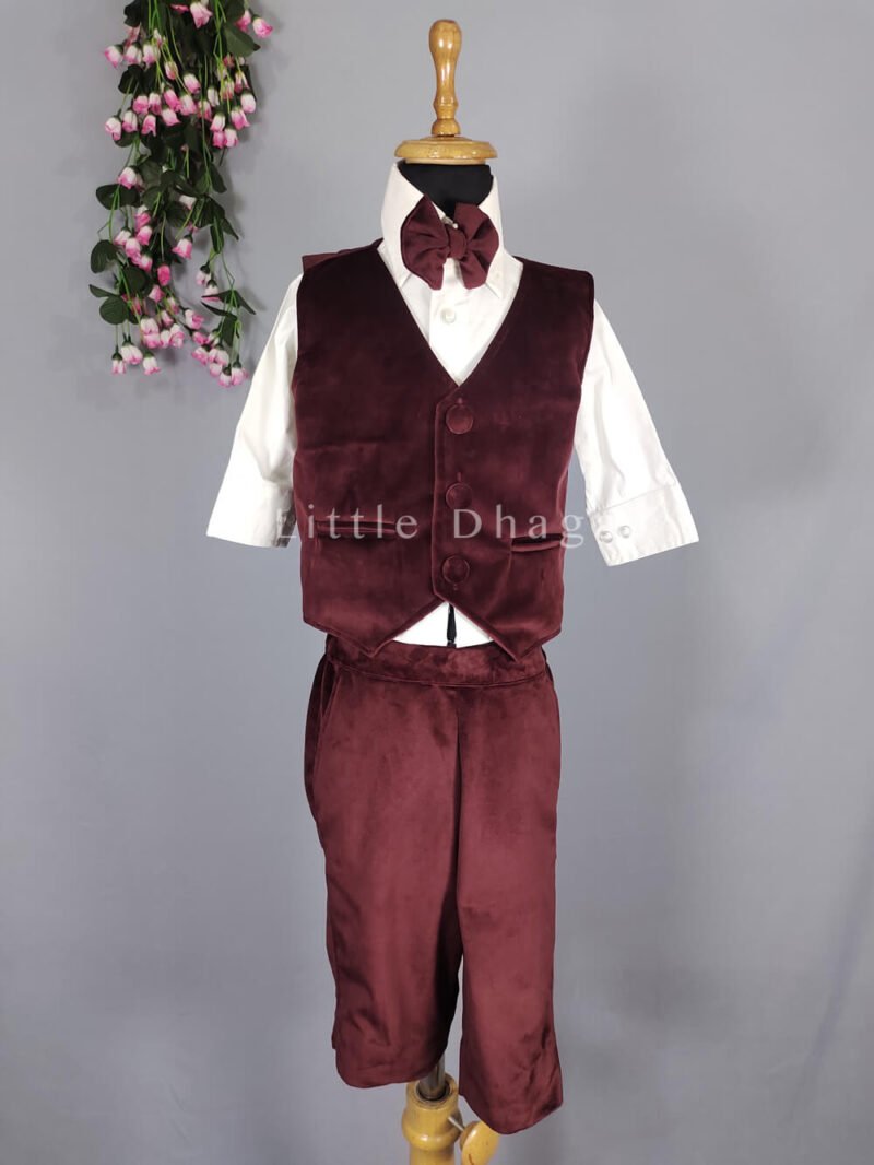 Baby Boy First Birthday Outfit - 1st Birthday Velvet Suit - Image 4