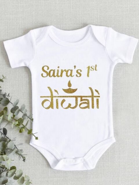 White My First Diwali Onesie