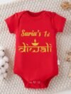 Red My First Diwali Cotton Onesie