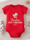 Custom Baby's First Christmas Onesie, Red Christmas baby Outfit Online
