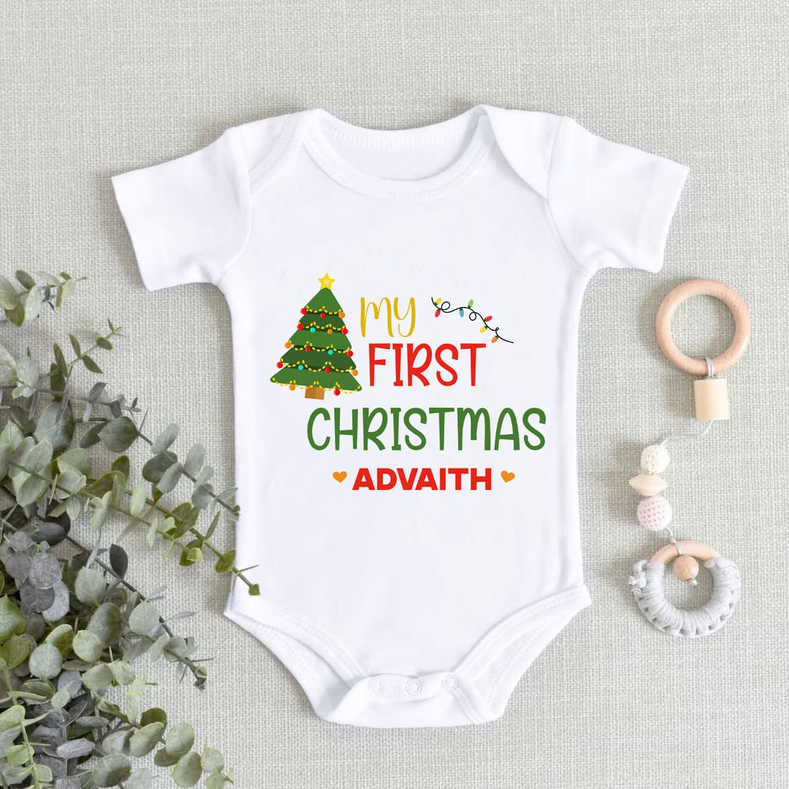 my First Christmas With Mom and Dad Baby Onesie, Romper, Bodysuit