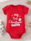 My First Christmas Baby Outfit, Christmas Romper, Newborn Baby Bodysuit