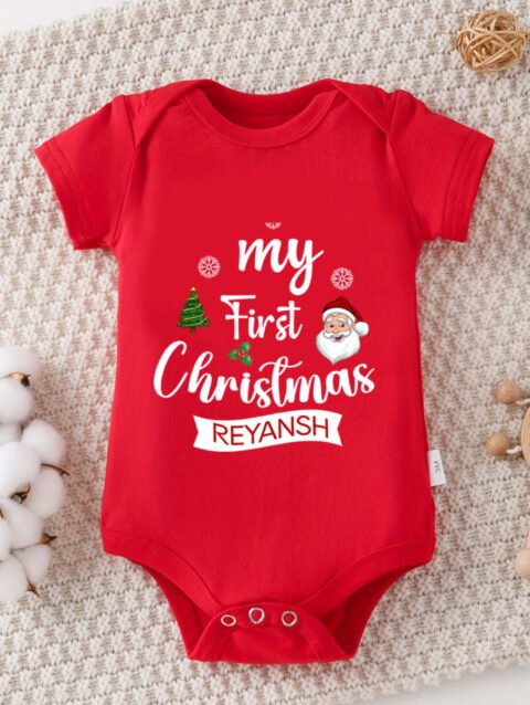 My First Christmas Baby Outfit, Christmas Romper, Newborn Baby Bodysuit