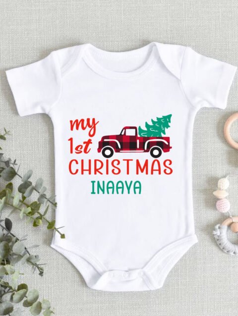 Personalized First Christmas Onesie, My First Christmas Bodysuit, Romper