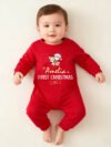 My 1st Christmas Santa Red Newborn Baby Full Sleeve Jumpsuit Outfit