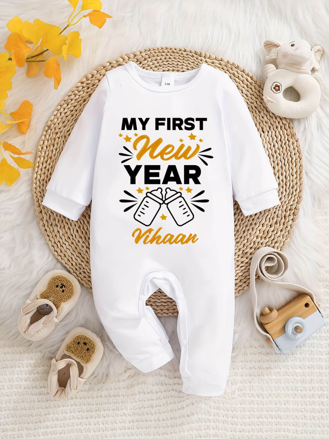 My First 1st New Year Jumpsuit for Newborn Baby Boys Girls