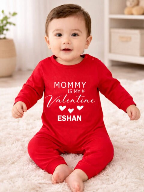 Custom Mommy is My Valentine Newborn Baby Jumpsuit Outfit