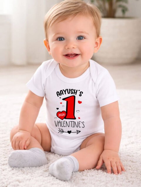 Customized Baby Girl Boy first Valentine's Day Romper, Onesie
