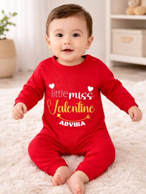 Little Miss Valentine Personalised Baby Jumpsuit, Valentine Girl Outfit