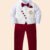 Cotton Red Waistcoat Set for Boys, Kids first Birthday Party Outfit