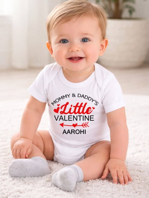 Mommy and daddy’s little valentine baby outfit, Valentine romper