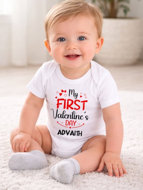 Personalized Valentine baby bodysuit outfit, Valentine Onesie