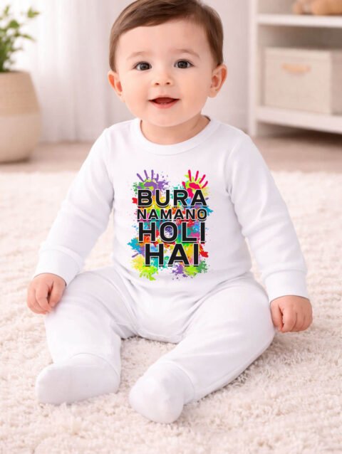 Bura Na Mano Holi Hai Baby Jumpsuit, Newborn Holi Romper