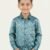 Boys Teal Blue Floral Cotton Shirt, Toddler Boy Button Down Shirt