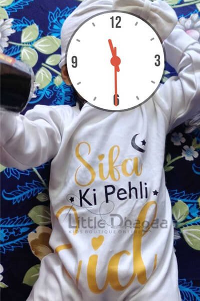 My First Eid Printed Pure Cotton Baby Jumpsuit Dress