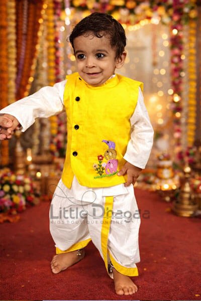 Cute baby boy Dhoti Kurta Indian outfit happy client image