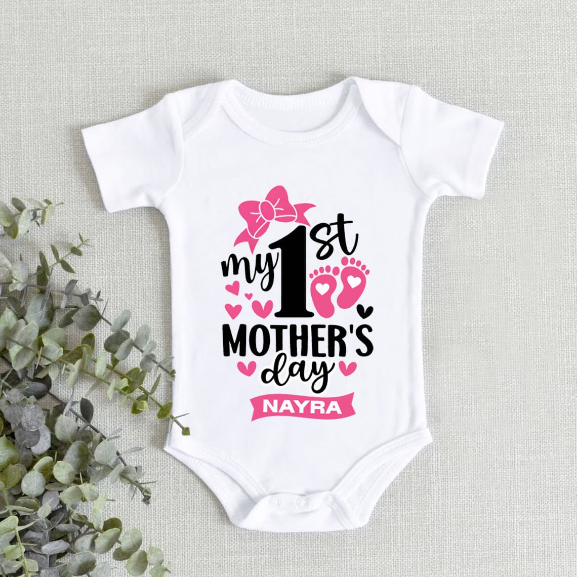 Customized Name Baby Girl First Mothers Day Onesie