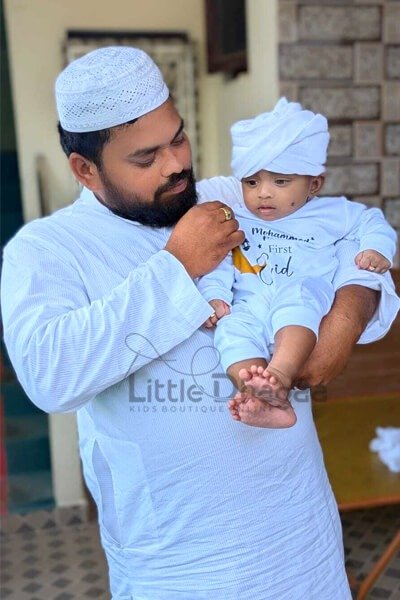 Custom Eid baby outfit perfect for celebration happy baby photo