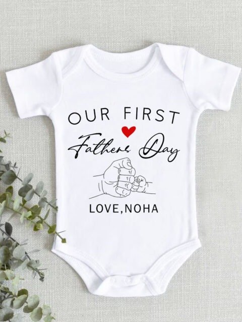 Personalized First Fathers Day Onesie, Daddy Outfit