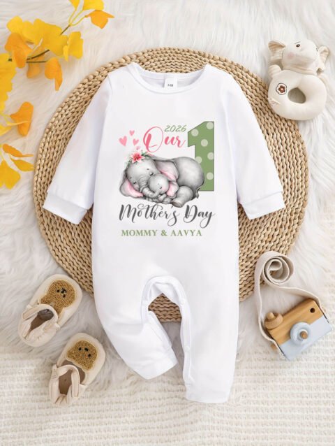 My First Mothers Day Baby Girl Boy Jumpsuit Long Sleeve Outfit