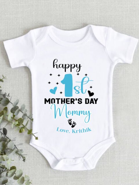 Happy 1st Mothers Day Romper, Personalized Newborn Baby Gift