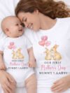 Personalised Matching Our First Mothers Day T-shirt and Baby Oneie