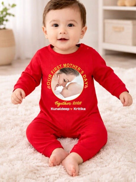 red first mothers day baby jumpsuit