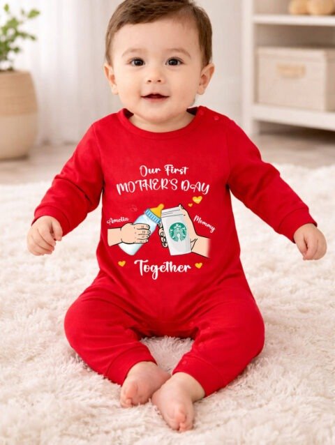 Red My First Mothers Day Baby Bodysuit