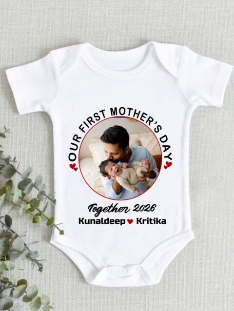 Happy First Father's Day Custom Photo Baby Romper Onesie