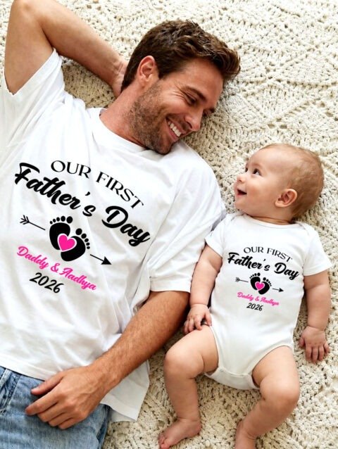 Personalized First Father's Day Father & Daughter Combo T-Shirt