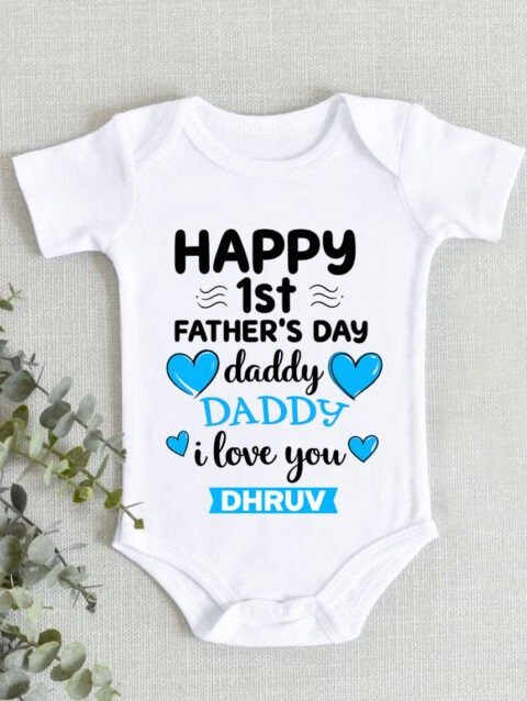 Cute First Fathers Day baby romper for newborn boys and girls gift