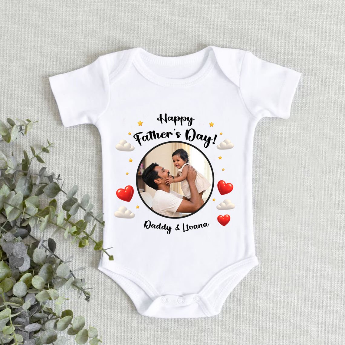Happy Father's Day Customize Photo Baby Romper
