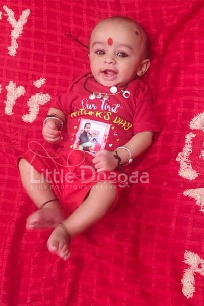 Happy customer review photo of First Mother’s Day baby outfit made with soft cotton fabric