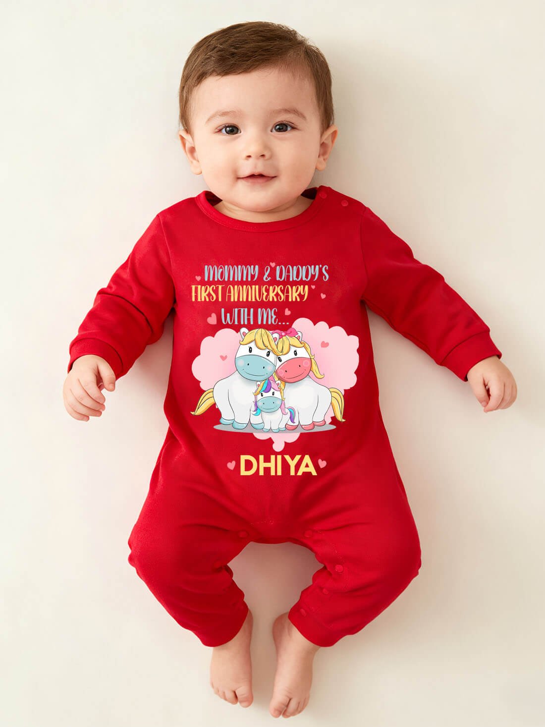 Unicorn Family First Anniversary Custom Name Onesie - Image 2