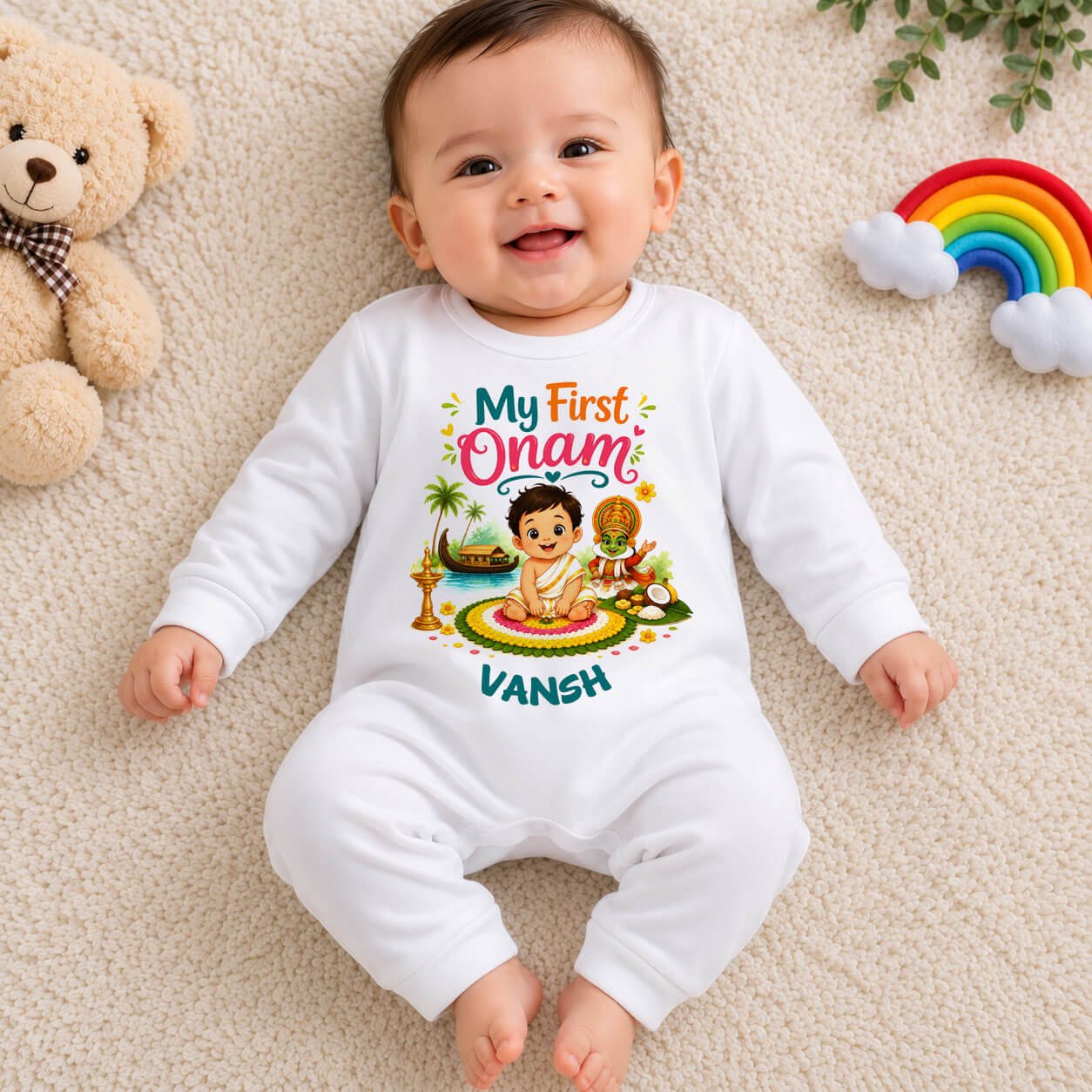 Customized Name First Onam Adorable Jumpsuit