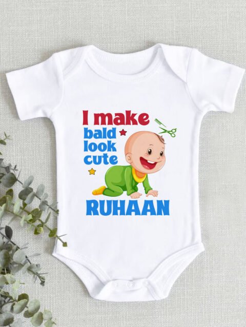 I Make Bald Look Cute Onesie, Mundan Ceremony Baby Jumpsuit