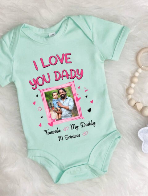 I Love You Daddy Personalized Photo Baby Onesie, Newborn T-shirt