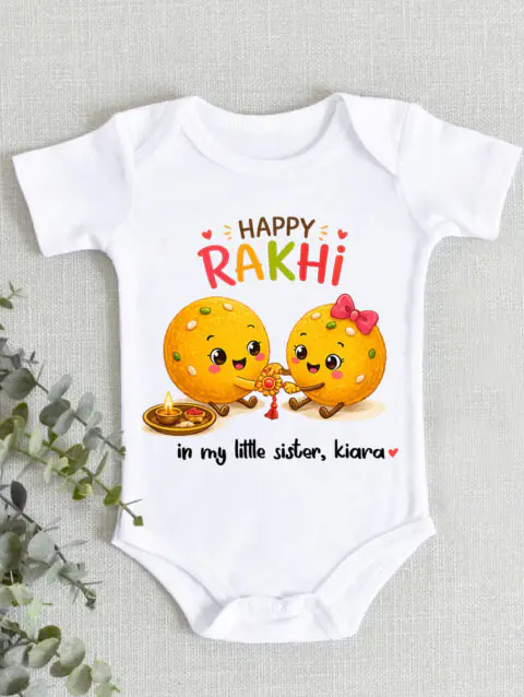 Personalized First Rakhi Onesie, Cotton Infant Rakhi Outfit, Tshirt