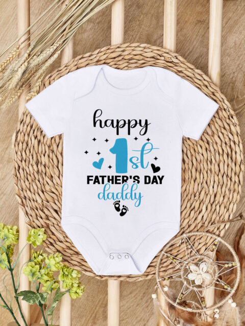 First 1st Fathers Day Onesie for baby Girl and boy