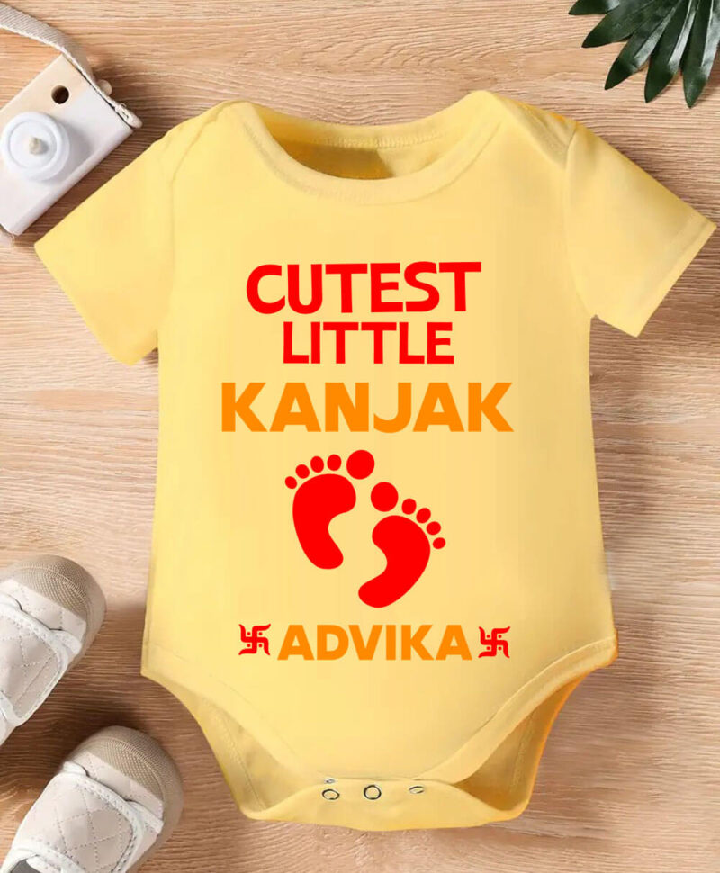 Infant girl onesie for Navratri puja – Cute Little Kanjak design