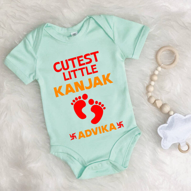 Cotton baby romper outfit for Navratri – Cute Little Kanjak theme