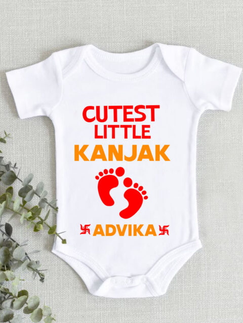 Cute Little Kanjak baby onesie for Navratri celebration