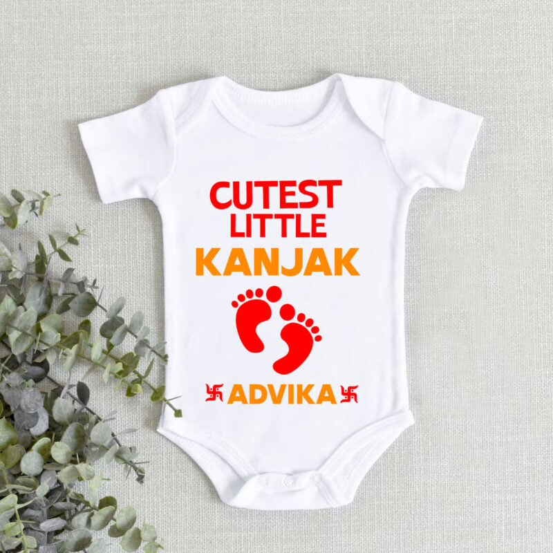 Cute Little Kanjak baby onesie for Navratri celebration