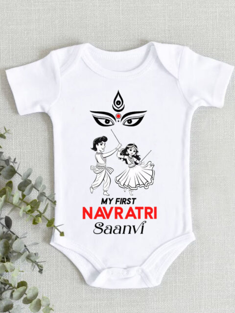 Infant girl cotton onesie outfit for Navratri festival