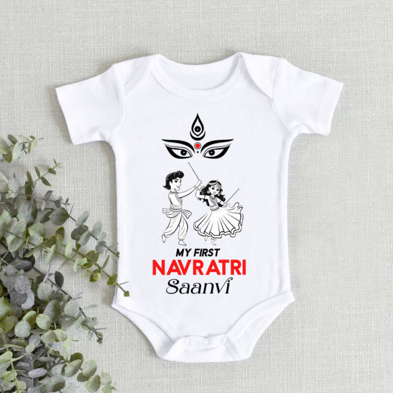Infant girl cotton onesie outfit for Navratri festival